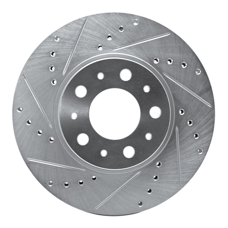 Volvo S70 Brake Rotor (1) - Front Left - R1 Concepts - Drilled & Slotted - Silver - `95-`04